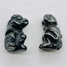 Load image into Gallery viewer, Swingin 2 Carved Hematite Monkey Beads | 20.5x12x11mm | Silver black