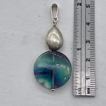 Load image into Gallery viewer, Fluorite Sterling Silver Striped Coin | 1 3/4" Long | Blue/Purple | 1 Pendant |