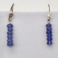 Load image into Gallery viewer, Tanzanite Faceted Roundel Bead Sterling Silver Earrings| 1.5" Long | Lever Back