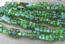 Load image into Gallery viewer, Millefiori 10mm Square Fabulous Green Bead Strand 106976B - PremiumBead Alternate Image 2