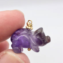 Load image into Gallery viewer, Piggie! Hand Carved Purple Amethyst Pig and 14K Gold Filled Pendant 509274DAMG - PremiumBead Alternate Image 10