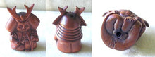 Load image into Gallery viewer, Warrior Carved Boxwood Fierce Samurai Ojime/Netsuke Bead | 28.5x20x13mm | Brown - PremiumBead Alternate Image 4
