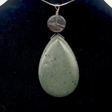 Load image into Gallery viewer, Hypersthene Tsunami Stone Briolette Sterling Silver Pendant| 3"| Green, Silvery|