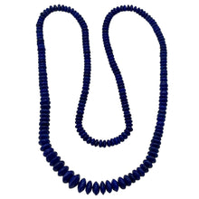 Load image into Gallery viewer, Lapis Lazuli Rondelle Graduated Necklace | 32" Long | Blue Silver | 16-12mm |