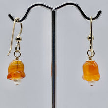 Load image into Gallery viewer, Carnelian Pearl 14K Gold Filled Earrings | 1 1/8" Long | Orange /White| 1 Pair |