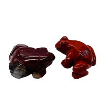 Load image into Gallery viewer, Stone Charming Carved Brecciated Jasper Frog Figurine | 22x12.5x9mm | Red