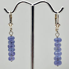 Load image into Gallery viewer, Tanzanite Faceted Roundel Bead Sterling Silver Earrings| 1.5" Long | Lever Back