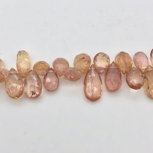 Natural Imperial Topaz Faceted Briolette Beads | 7x4mm | Pink/Orange | 2 Beads |