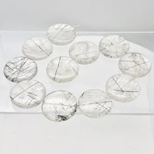 Load image into Gallery viewer, Tourmalated Clear Quartz Disc Pendant Bead | 30mm | 1 Bead |