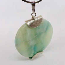 Load image into Gallery viewer, Wavy Hemimorphite Sterling Silver Disc Dangle Pendant 1 3/4" Long | Aqua/Green |