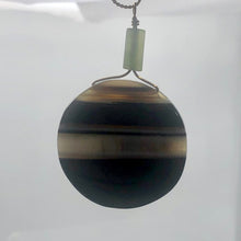 Load image into Gallery viewer, Sardonyx Jade 40mm Coin 14K Gold Filled Bead Pendant | Black | 2 1/4" Long |