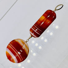 Load image into Gallery viewer, Sardonyx Large Round and Rectangle Pendant| 3 1/2" Long | Red/Orange/White |