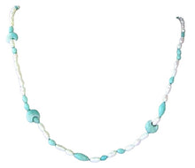 Load image into Gallery viewer, Cream Pearl and Amazonite Necklace Celebrating ~The Moon Goddess~ 6141
