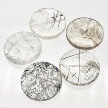 Load image into Gallery viewer, 1 Tourmalated Quartz 30mm Disc Pendant Bead 7652A