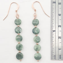 Load image into Gallery viewer, Siberia Russian Seraphinite Dangling Coin Bead Earrings |Rose Gold | 2" Long |