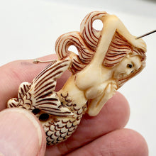 Load image into Gallery viewer, Splash Hand Carved Mermaid Centerpiece Bead | 42x26x5mm | - PremiumBead Alternate Image 7