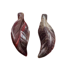 Load image into Gallery viewer, 2 Red Brecciated Jasper Carved Leaf Beads 8944