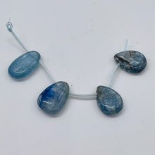 Load image into Gallery viewer, Kyanite Flat Briolette Teardrop Bead | 17x12x5-13x9x3.5mm| Blue/Silver| 4 Beads|