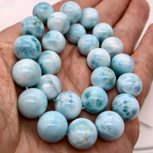 Load image into Gallery viewer, Natural Untreated Larimar Round Focal Beads | 13mm | Blue | 2 Bead(s)