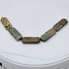 Load image into Gallery viewer, Dendritic Jasper Rectangle Bead Strand | 40x17x7 mm | Tan/Black | 5 Beads |