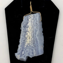 Load image into Gallery viewer, 87cts Blue Chalcedony Druzy Dream Bead 14K Gold Filled Pendant | 2 3/4"Long |