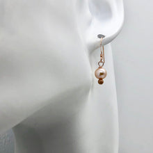 Load image into Gallery viewer, AAA Natural White 6mm Pearl 14k Rose Gold Filled Earrings | 1 inch drop |