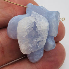Load image into Gallery viewer, Designer's Dream! Chalcedony Druzy Crystal Flower Pendant Bead| 1 1/4"| Blue|1 |