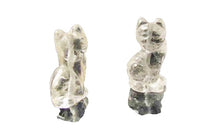 Load image into Gallery viewer, Adorable! 2 Quartz Sitting Carved Cat Beads | 21x14x10mm | Clear