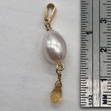 Load image into Gallery viewer, Pearl Topaz 14K Gold Filled Drop/Dangle Pendant | 1 1/4" Long | White/Pink | 1 |
