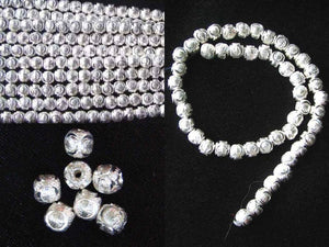 Seven Beads of Glitter Laser Cut 4mm Sterling Silver Beads 8595 - PremiumBead Alternate Image 2