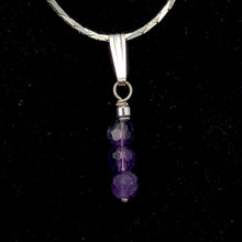 Load image into Gallery viewer, AAA Natural Faceted Amethyst Round 4mm beads Pendant | 1" Long | Purple |