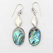 Load image into Gallery viewer, Abalone Sterling Silver Drop Earrings | 2 1/4" Long | Blue | 1 Pair Earrings |