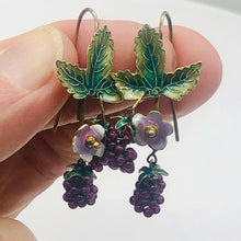 Load image into Gallery viewer, Garnet Raspberry Vermeil Sterling Silver Earrings | 1 3/4" Long | Red/Green |