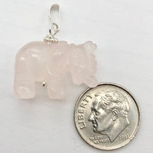 Load image into Gallery viewer, Rose Quartz Elephant Pendant Necklace|Semi Precious Stone Jewelry|Silver Pendant