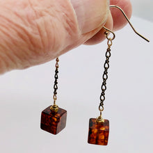 Load image into Gallery viewer, Amber 14K Gold Filled Cube Bead Earrings | 2 1/2" Long | Red | 1 Pair |
