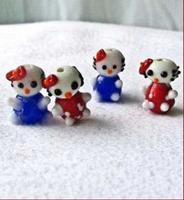 Load image into Gallery viewer, Four 4th of July Glass Lampwork Cartoon Cat Beads 8662 - PremiumBead Primary Image 1