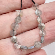 Load image into Gallery viewer, Labradorite Flash Faceted Coin Beads | 7x2-5x1.5mm | 15 Beads |