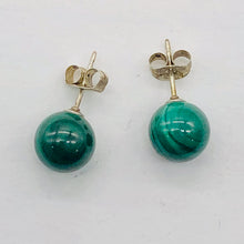 Load image into Gallery viewer, Malachite 8mm Sterling Silver Stud Ball Earrings | 8mm | Green | 1 Earrings