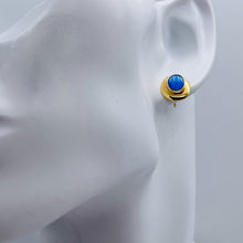 Load image into Gallery viewer, 10K Gold Blue Opal Post Earrings| 1/2x3/8 inch | Blue | 1 Pair Earrings |