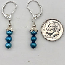 Load image into Gallery viewer, Shining Teal Fresh Water Pearl Sterling Silver Lever Back Earrings | 1/2" long | - PremiumBead Alternate Image 6