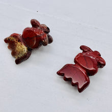 Load image into Gallery viewer, Wondrous 2 Carved Brecciated Jasper Gold Fish Beads | 23x11x5mm | Red