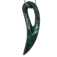 Load image into Gallery viewer, Ruby Zoisite Gemstone Comma Pendant | 94x28x6mm | Green/Red | 1 Pendant |