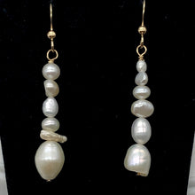 Load image into Gallery viewer, Asymmetrical Freshwater Pearl 14K Gold Filled Drop/Dangle Earrings| 2 " Drop|