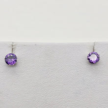 Load image into Gallery viewer, February 5mm Purple Created Amethyst &amp; 925 Sterling Silver Stud Earrings 10147B - PremiumBead Alternate Image 5
