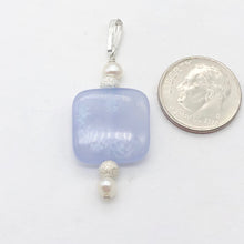 Load image into Gallery viewer, Blue Chalcedony FW Pearl Sterling Silver Drop Pendant | 1 5/8" Long |