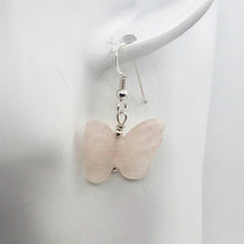 Load image into Gallery viewer, Flutter Rose Quartz Butterfly Sterling Silver Earrings | 1 1/4 inch long | - PremiumBead Alternate Image 7
