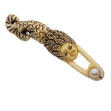 Load image into Gallery viewer, Pearl Diving Mermaid Woman Button or Pendant | 2" Long | Brown/White | 1 Button|