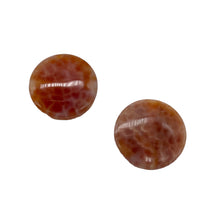 Load image into Gallery viewer, 2 Snakeskin/Crab Fire Agate Coin Focal Beads 8958