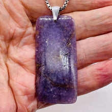 Load image into Gallery viewer, Natural Purple Lepidolite Large Rectangular Sterling Silver Pendant | 2 3/4" |