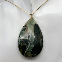 Load image into Gallery viewer, Wow Tsunami Sediment Stone Wire Wrap Pendant | 55x35mm | Deep Green |